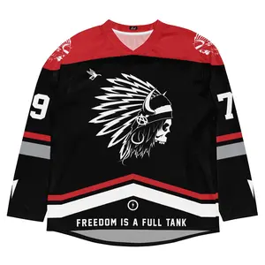OG Chief Hockey Jersey - Black/Red - Streetwear Print Mesh Jersey Gift for Men Women