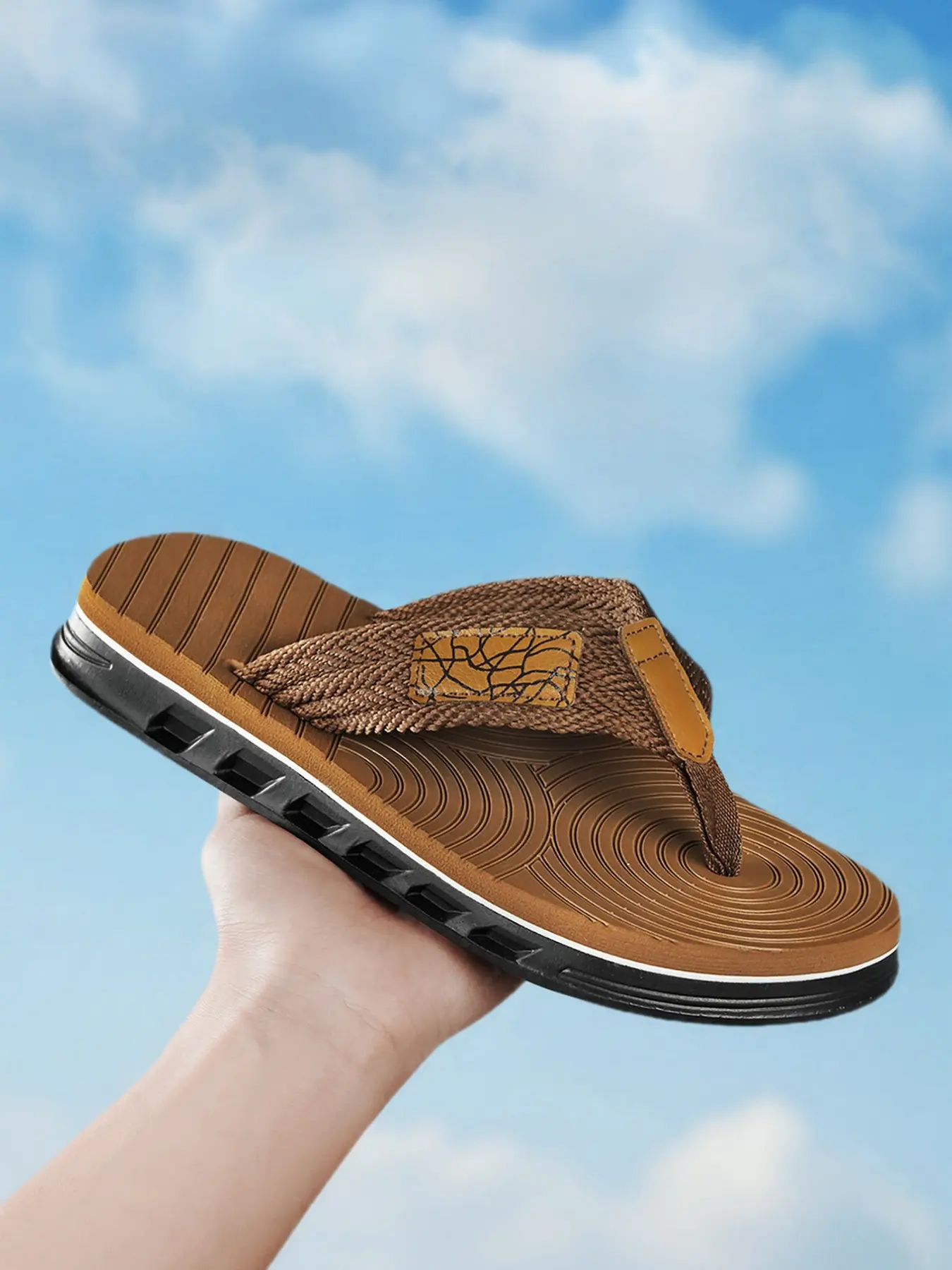 Men's Height-Boosting Sandals, Summer Outdoor Beach Shoes, Durable Open-Toe Flip Flops, Garden Flip Flop, Comfortable Casual Footwear for Men, Summer Travel Footwear