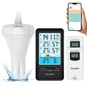 PT-3 Wi-Fi Pool Thermometer Floating Easy Read with 2 Additional Remote Sensors, APP Remote Monitor, Large Digital Display, Rechargeable, Wireless Hygrometer Thermometer for Indoor Outdoor