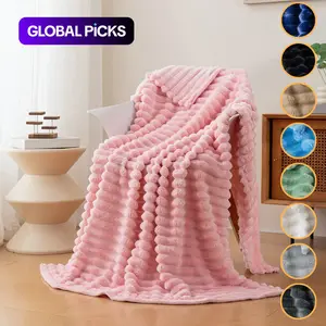 flannel blanket, simple, soft, thick and warm striped shawl blanket, rabbit plush blanket, Soft Cozy Blanket, Soft Fluffy Blanket, suitable for beds, sofas, office nap, camping, Christmas, birthday, Thanksgiving gift blankets #GLOBAL PICKS