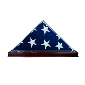 9.5 x 5 ft. All Glass Flag Display Case, Cherry