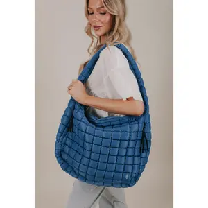 FREE PEOPLE Movement Quilted Carryall - Unstructured Lightweight Fabric with Fixed Strap & Top Zip Closure 15 Shades