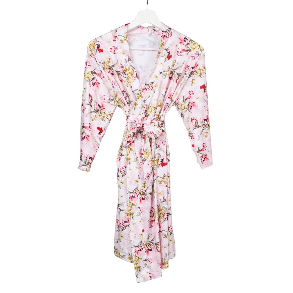 Maternity Robe,Matching Swaddle Set ,Mommy and Me Set, Floral Hospital Robe Bag,Baby Shower Gift,Mama Robe,Baby Girl Blanket NONE
