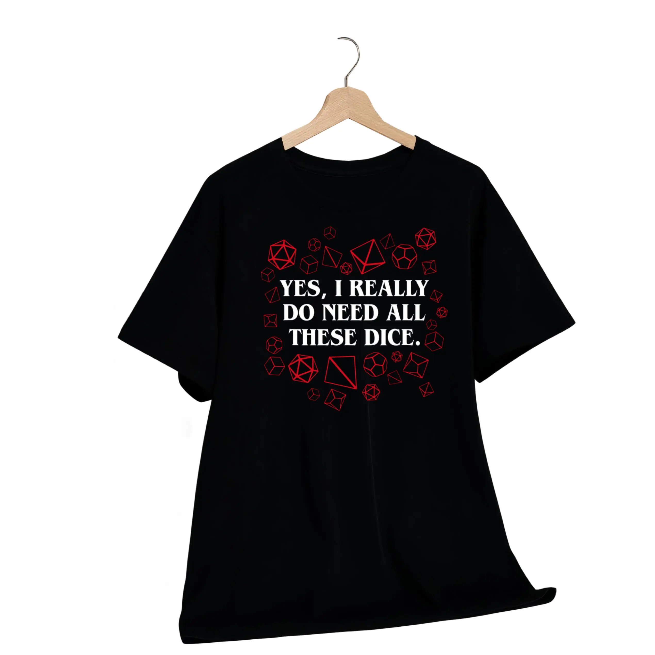 Men's Retro  Dice T-Shirt - Funny Roleplaying Game Graphic Tee with Polyhedral Dice Set Design, Comfortable Casual Shirt for Tabletop Gamers