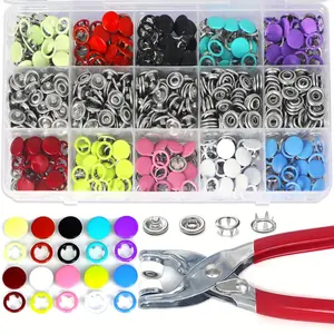 200sets Metal Snap Button Kit - Snap on Buttons & Snap Fastener Tool - 9.5mm Colorful Metal Snaps Buttons Snap Closures Sewing Snaps for Clothing Faux Leather Crafting