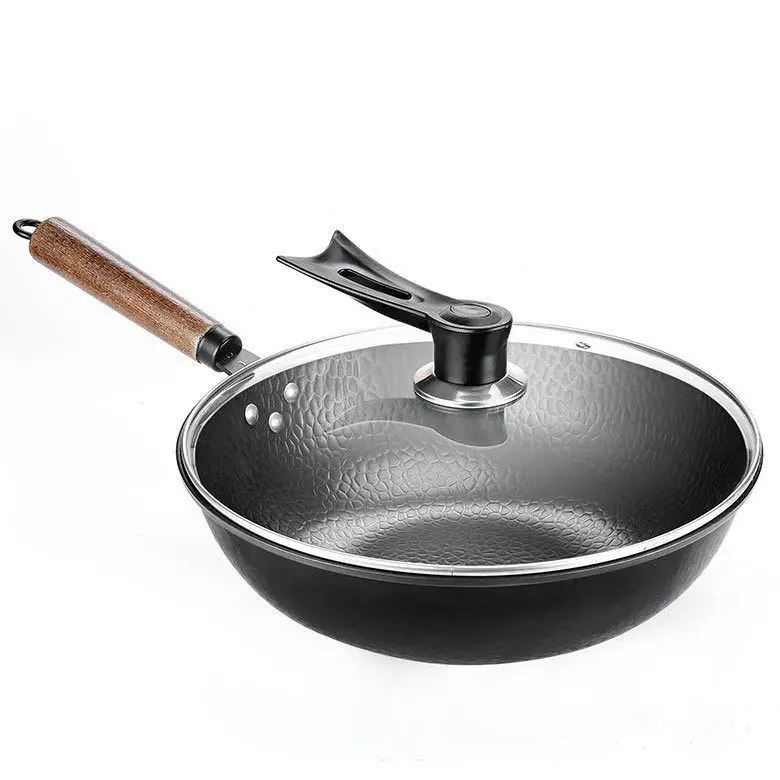 Traditional Handmade Iron Wok Cookware Glass