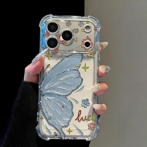 Half a butterfly pattern is suitable for iPhone 17 Promax 16 Plus 15 14 13 12 11 model creative fashion personality protective cover mobile phone case