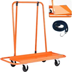 VEVOR Drywall Cart Dolly, Steel Panel Dolly with 4 Swivel Casters, Durable Long - Lasting, Panel Truck Cart with Tie - Down Strap for Plywood, Plasterboard, Glass, OrangeVEVOR Super Brand Day
