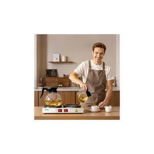 VEVOR Commercial Coffee Decanter Warm Plate, 80Wx 2 Coffee-Carafe Warmer, Dual Warming Plates with Independent Control, Fits 1.8L Standard Glass Decanter, for Coffee Shop, Home, Office Restaurant