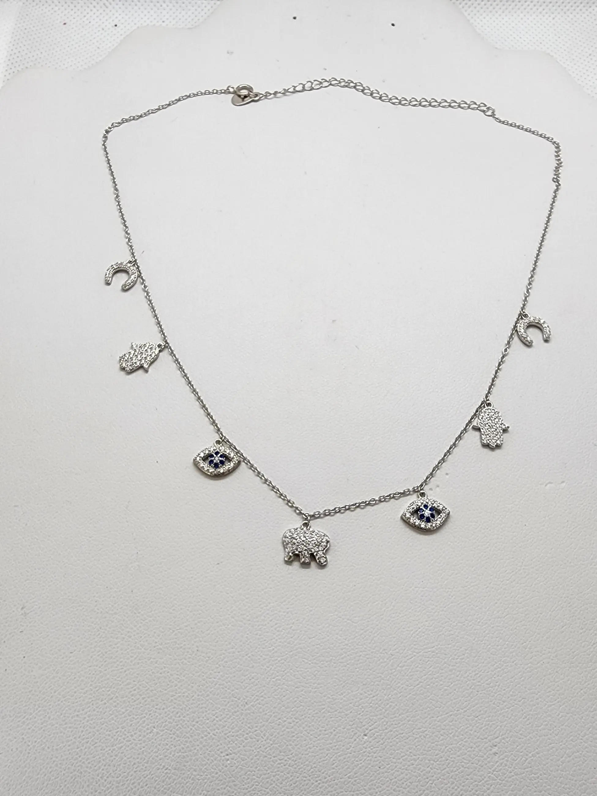 Brand New Sterling Silver 925 Elephant Mulit charm Necklace