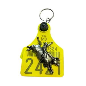 Cattle Tag Keychain Arete de Vaca Llavero con Concho