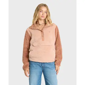 Switchback Sherpa Half Snap Fleece Pullover - Sugar Almond