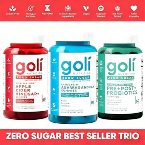 Goli Nutrition Zero Sugar 3 Pack Gummies Bundle | Apple Cider Vinegar, Ashwagandha, Pre+Post Probiotics, Gut Digestion