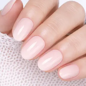 UNA GELLA 32Pcs Soft Gel Press on Nails - 16 Sizes Pastel Baby Pink Round Glue on Nails, Oval Reusable Glossy Natural Pink False Nails, Full Cover Acrylic Nail Kit for Women DIY Home Manicure
