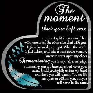 Sympathy Gifts - Heart Shape Acrylic Memorial Gifts, Acrylic Paperweight Remembrance Decorations for Grief, Memorials for Loved Ones Signs
