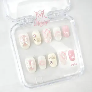 .DP.7084.Cute pink and white wearable nails .DP.7084.Cute pink and white wearable nails