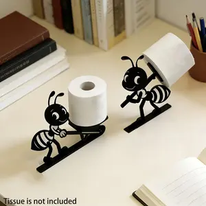 2pcs/set Independent Ant Smiling Shape Toilet Paper Holders, Bathroom Creative Ornaments, Multifunctional Tissue Storage Crafts, Bathroom Accessories, Bathroom Decorations