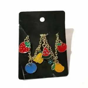 Fruity Charm Bracelet with Strawberry Watermelon Banana and Blueberry Charms for Women