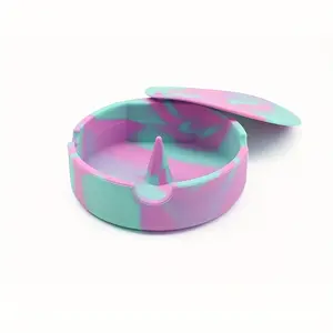 1pc, Multi-Purpose Silicone Ashtray With Rotating Lid And Washable Design For Smoking Herb Accessories