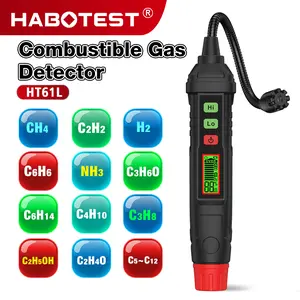 HABOTEST HT61L Portable Gas Detector High-precision sensor Flexible rotating hose Dual audible and visual alarms Auto-shutdown function LCD display Suitable for butane, gasoline, acetone