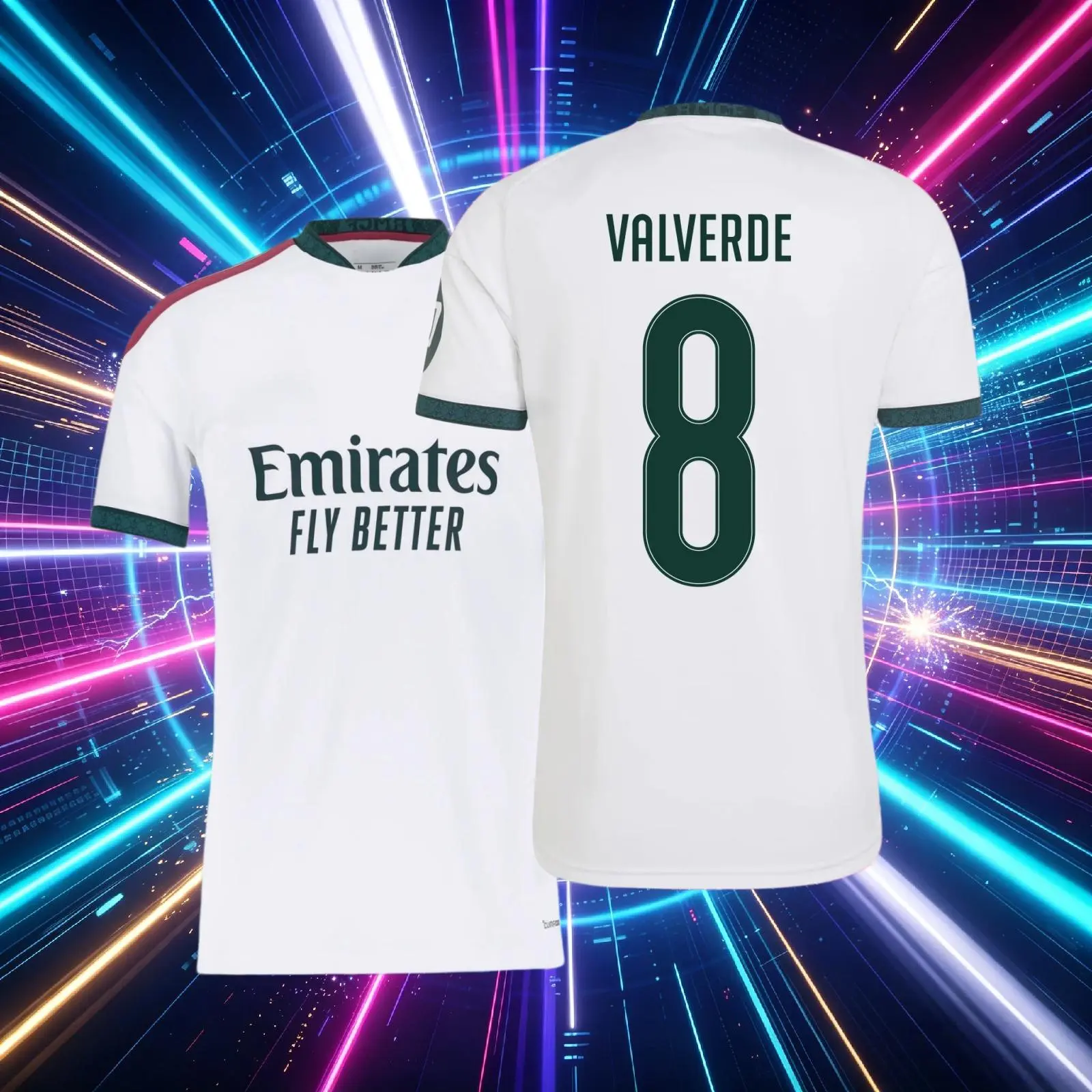 No.8 Valverde 26 27 Home White Short Sleeves Soccer Jersey Fans Version