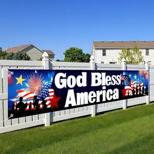 God Bless America Banner 118x20 Inches, Perfect for Fourth of July Decor, Outdoor Patriotic Yard Sign, Ideal Hanging Decoration, Wishing Banner