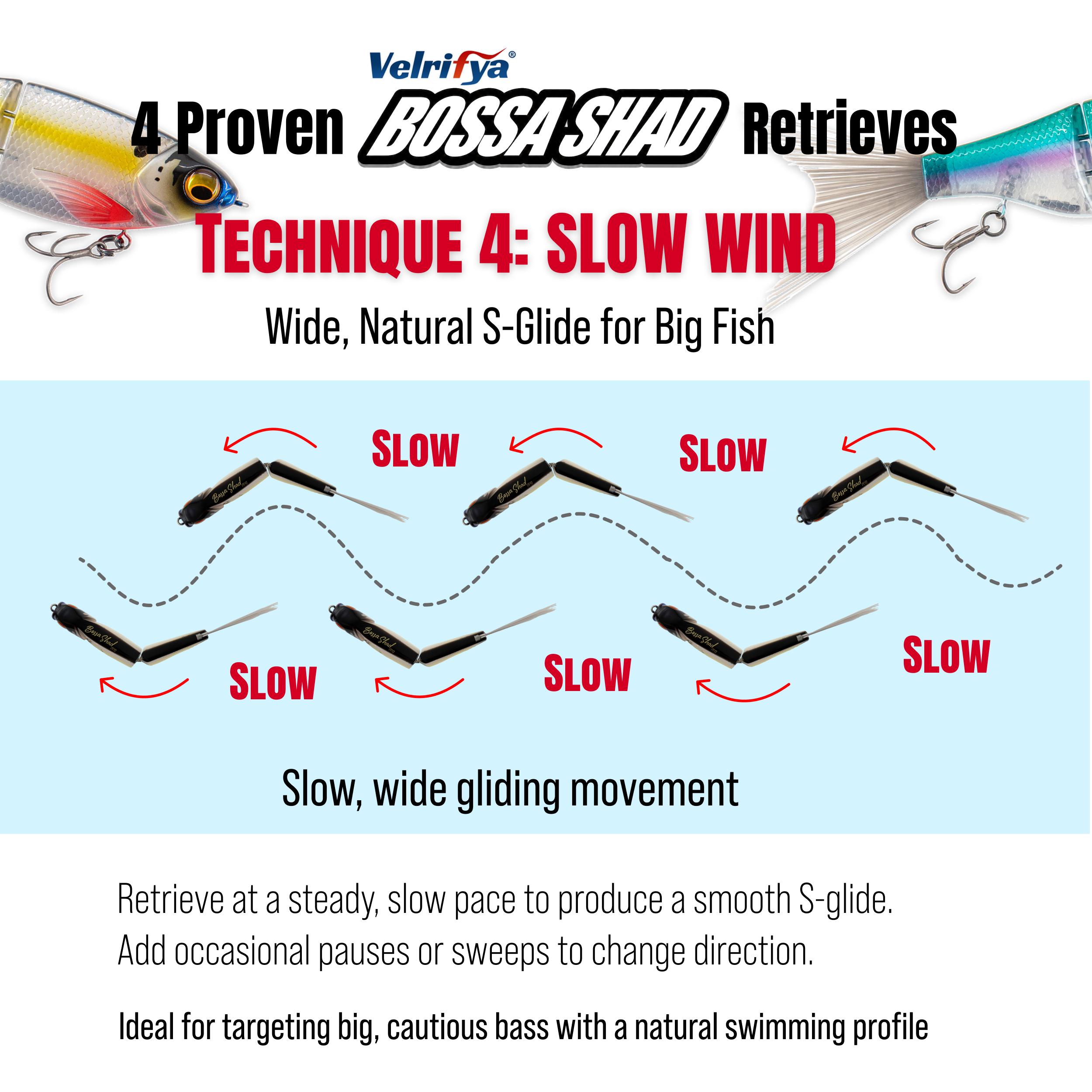 Velrifya Bossa Shad Glide Bait - Artificial Fishing Lures for Bass Fishing, S-Glide Action, Slow Sinking Jointed Swimmer Lures