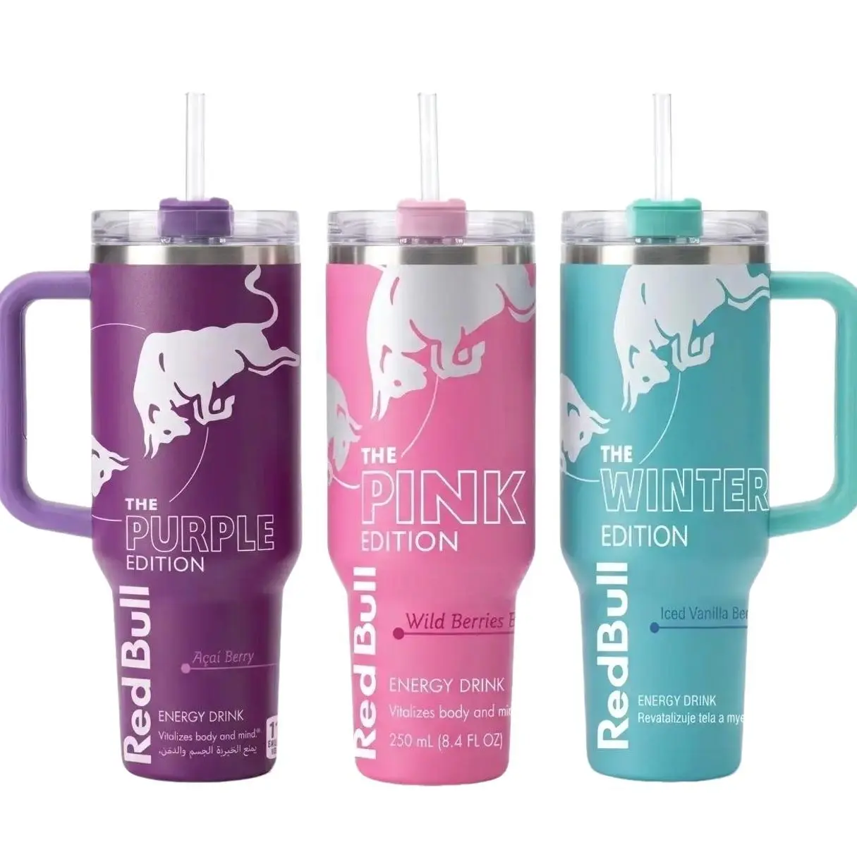 RBull Season Flavor Energy Drink Custom 40oz/30oz Insulated Tumbler with Handle & Straw | Energy Drink Inspired Travel Mug for Hot & Cold Drinks