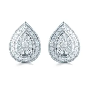1/5CT TW Diamond Teardrop Pear Cluster Stud Earrings in Sterling Silver