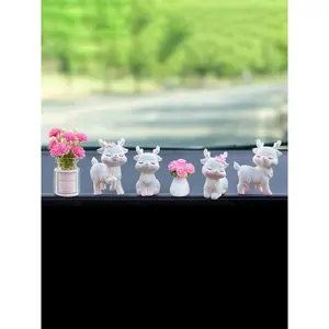 6PCS Cute Fawn Car Dashboard Figurines – Car & Monitor Interior Decor Accessories