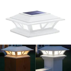 Siedinlar Solar Post Cap Lights Outdoor, Waterproof 2 Modes Warm/Cool White LED, Fits 4x4 5x5 6x6 Wood/Vinyl Posts for Fence, Deck, Railing, Patio & Backyard Decor, White (1 Pack) tiktokshopspringglowup