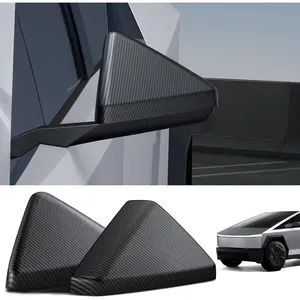 BASENOR 2026 2025 2024 Tesla Cybertruck Door Side Rearview Mirror Cover Caps [Carbon Fiber] Passenger Driver Side View Mirror Covers Protection [Proprietary Design] Cybertruck Accessories 2PCS