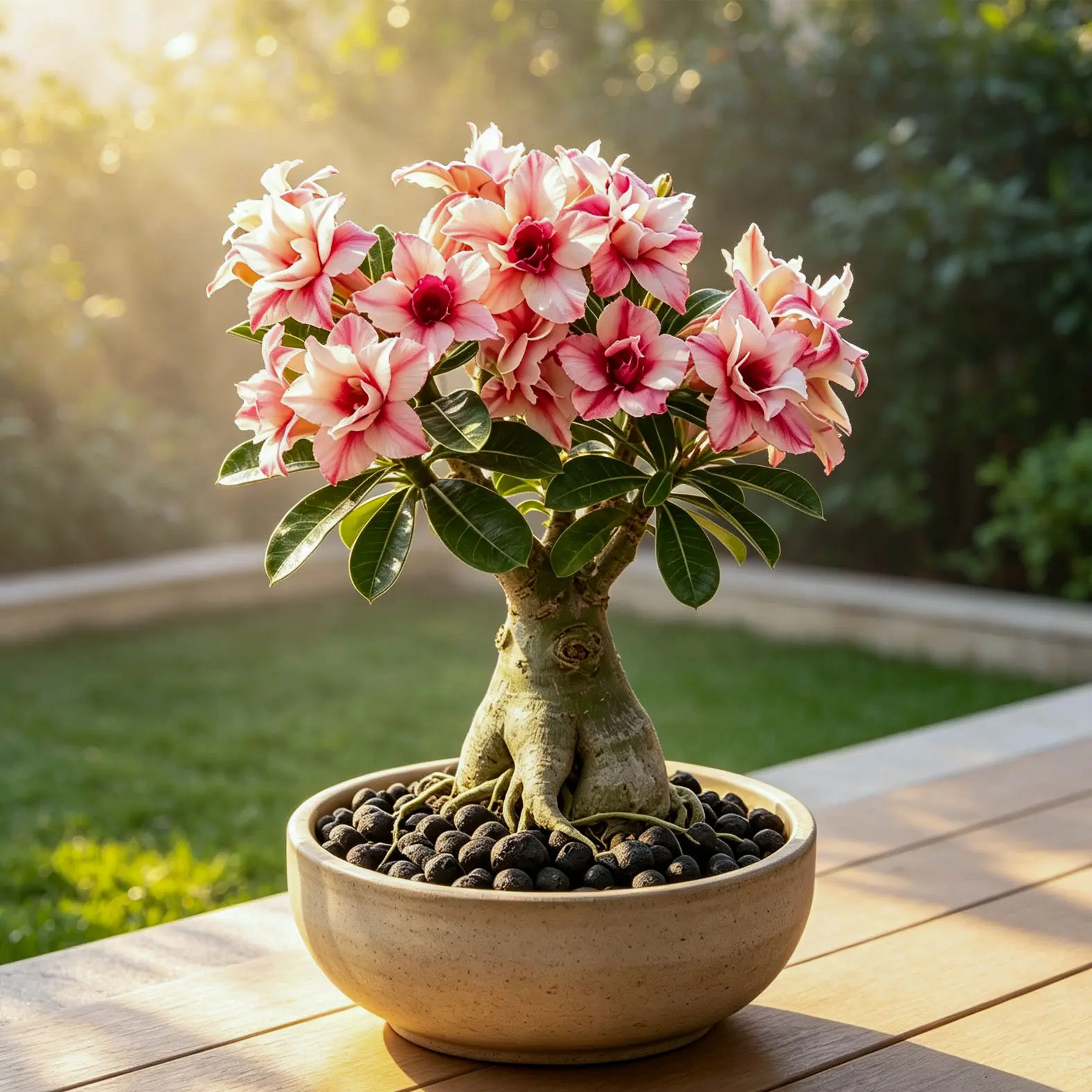 Desert Rose Adenium Obesum - Thick Caudex Succulent, Bonsai-Style Flowering Plant, Low-Maintenance Bare Root Garden Supply