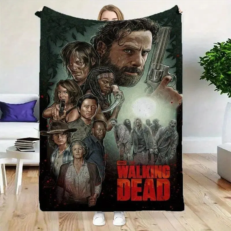 The Walking Dead Horror Character Graphic Blanket - Soft Throws, Printed Flannel, Breathable Cozy, Bedroom Sofa - All-Season Comfort for Sofa, Bed - Fan Gift Item, Bedroom Sofa Blanket, Breathable Cozy Blanket
