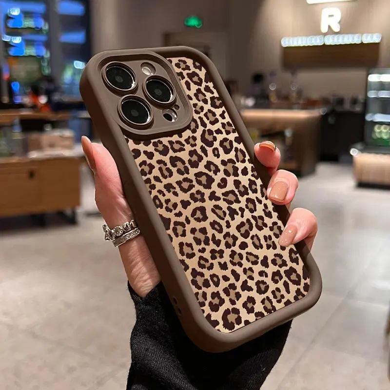 Leopard Print Silicone Case for iPhone 17 Pro Max, 16, 16e, 15, 14 Plus, 13, 12, 11, Air, XR, X, XS Plus - Shockproof, Drop Protection, Rugged Cover, Durable Mobile Phone Accessories for iPhone Series, Multi-Model