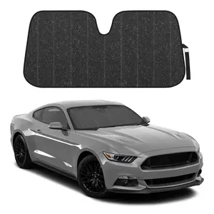 Sparkling Black Glitter Sunshade for Front Windshields - Accordion Auto Shade Universal Fit for Cars, 58x27 Inches