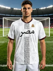 Egypt Soccer Jersey, High Aesthetic Appeal, Team Emblem, Hieroglyphs, National Flag Details, Three-Layer Design, Sports Apparel