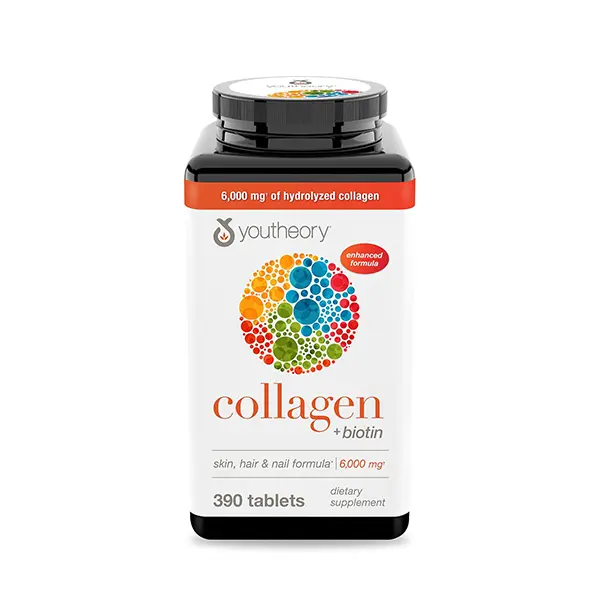 Collagen + Biotin Supplement, Advanced Hydrolyzed Collagen Peptides with Vitamin C & B Vitamins, Supports Healthy Hair Growth, Skin Hydration, Nail Strength & Healthy Aging, 390 Tablets