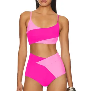 Aleumdr Women 2 Piece High Waisted Bestselling Bikini Color Block Swimsuit 2026 Summer Beach Bathing Suits