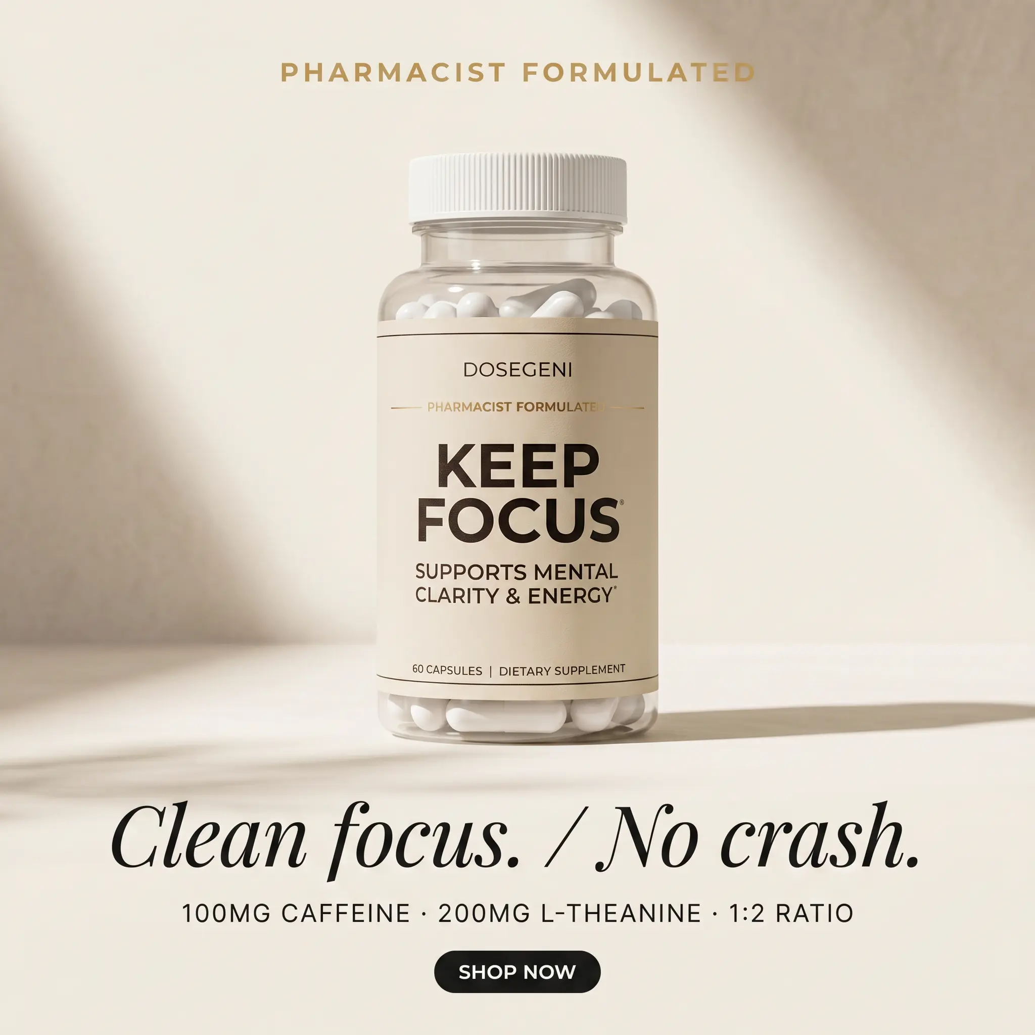 Keep Focus by DoseGeni - Caffeine + L-Theanine + Magnesium + B12 (60 servings) - Dietary Supplement Keep Focus by DoseGeni - Caffeine + L-Theanine + Magnesium + B12 (60 servings) - Dietary Supplement