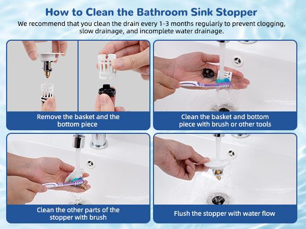 Hibbent Upgraded 3 in 1 Bathroom Sink Drain Strainer, Universal Pop Up Stopper with Removable Stainless Steel Filter Basket Hair Catcher, Sink Plug for 1.1''~2.36'' Basin, Brass Bullet Core, White