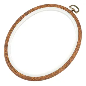 Round/Oval Embroidery Hoops Faux Wood Grain Cross Stitch Frames Handmade Cross Stitch Frame for Cross Stitch and Embroidery Projects
