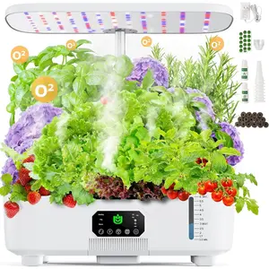 Misting Hydroponic Growing System Kit 15-Pods Indoor   Garden Planter with LCD  Panel 6L Large  for /Vegetables//Fruits,Gardening Gifts for Women Men Beginners-White