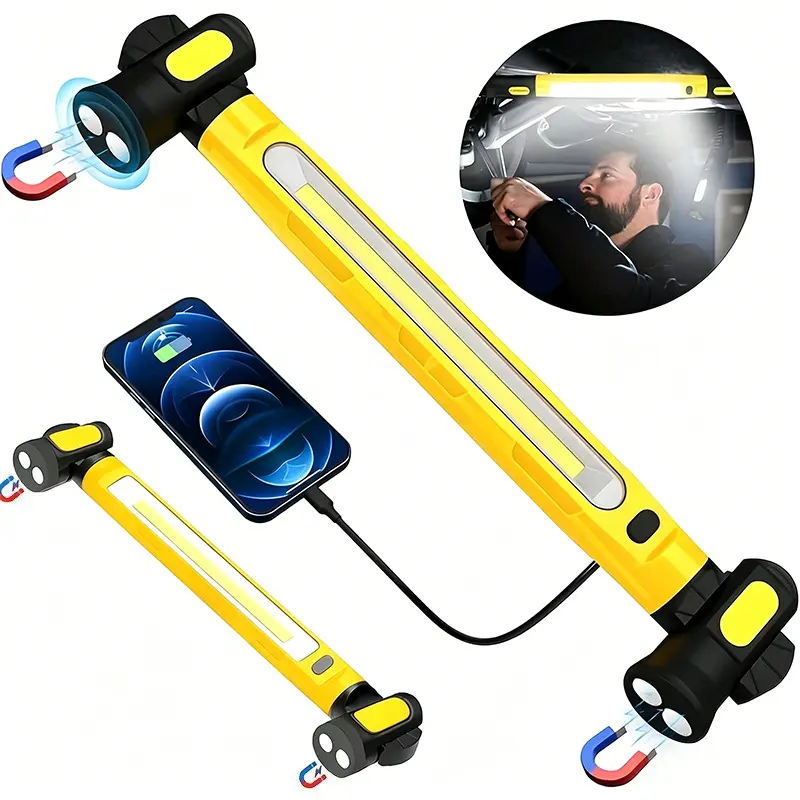 3000LM Cordless Under Hood Work Light, 5200mAh USB-C Rechargeable LED Work Light Bar, 3 Color Temp Modes Magnetic Hook Work Light, Portable Mechanic Light for Car Repair Garage Job Site Workshop