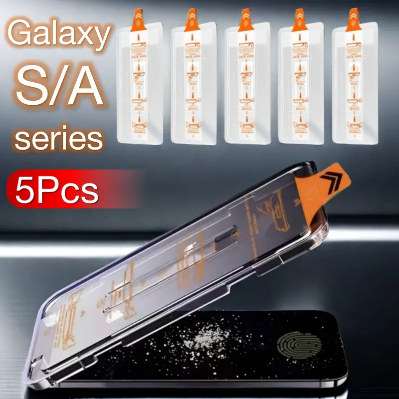 5-piece kit supports ultrasonic fingerprint unlocking for Samsung Galaxy S25 Edge S24 S23 S22 S21 A56 A55 5G Phone screen tempered glass protective film, with positioning function, dust-free film, 9H HD Phone Screen Protectors