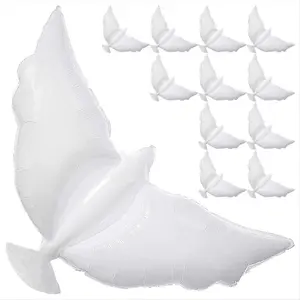 12-Pack Dove Balloons Memorial Release in Sky, Biodegradable White Angel Lanterns Funeral Party Decorations