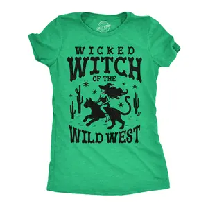 Womens Funny T Shirts Wicked Witch of The Wild West Sarcastic Halloween Graphic Tee for Ladies Funny Womens T Shirts Cute Vintage Fashion Casual Ladies T-Shirt Gift Halloween Tops for Women Funny Sarcastic Top Green -