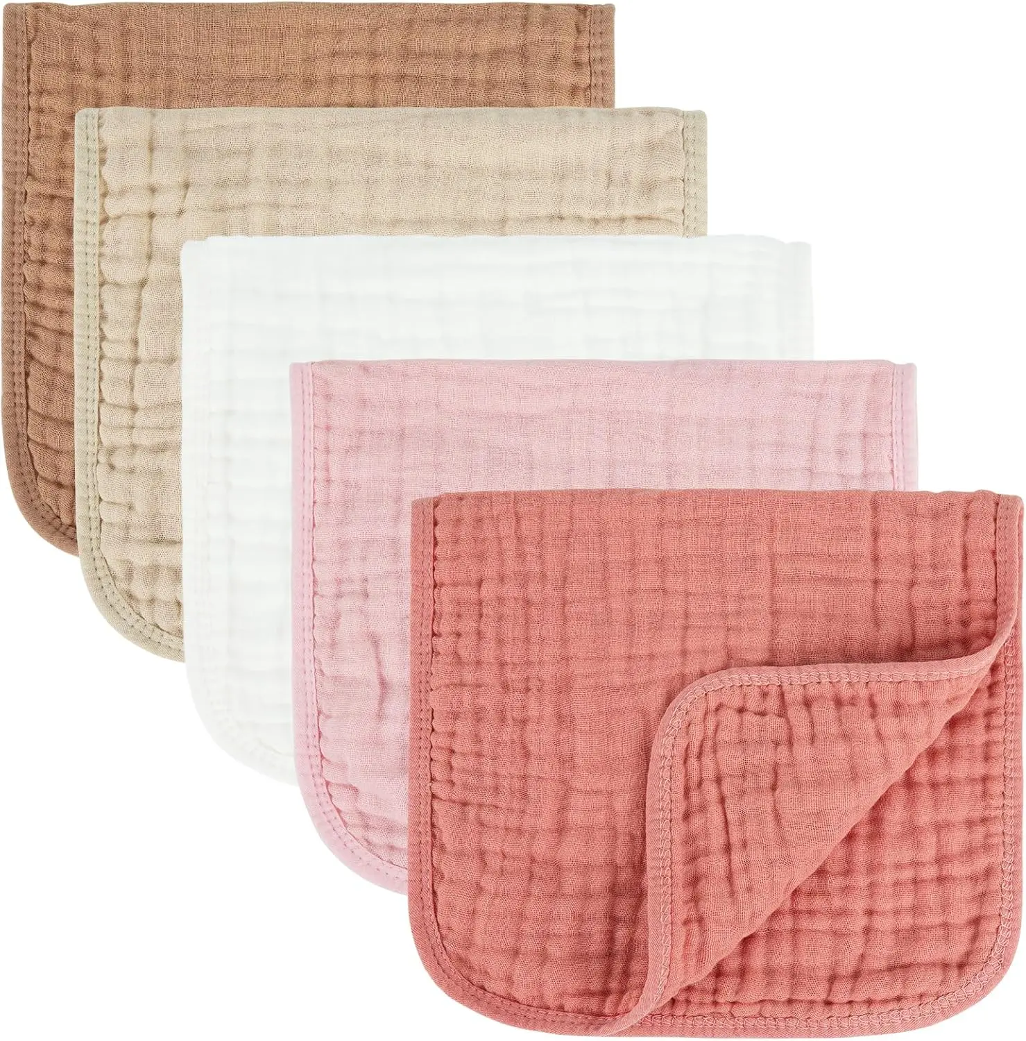 6 Burp Cloths 100% Cotton Muslin for face and hands, Soft Absorbent Burp Rags 10x20 Inch Large Reusable Spit Up Towels