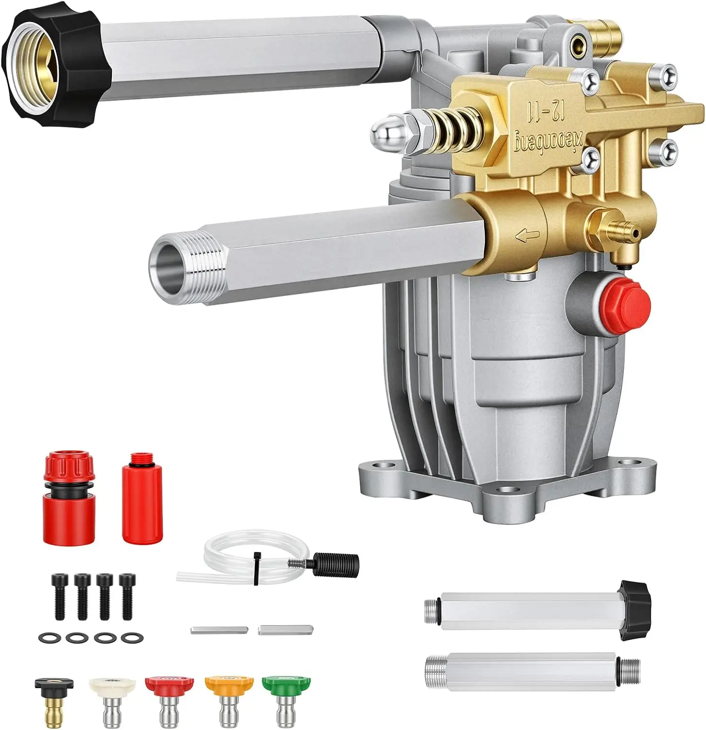 Yesker 3/4" Shaft Horizontal Pressure Washer Pump 3300 PSI 2.4 GPM | fit for Kohler SH270 and Honda GC160/190 Includes Inlet & Outlet Extension Tubes