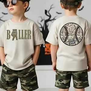 Youth & Adult Baller Style Camo Baseball Tee, Youth Shirt, Country Boy Clothing Family Tee, Trending Summer Birthday Gift, USA-Made & Printed Apparel